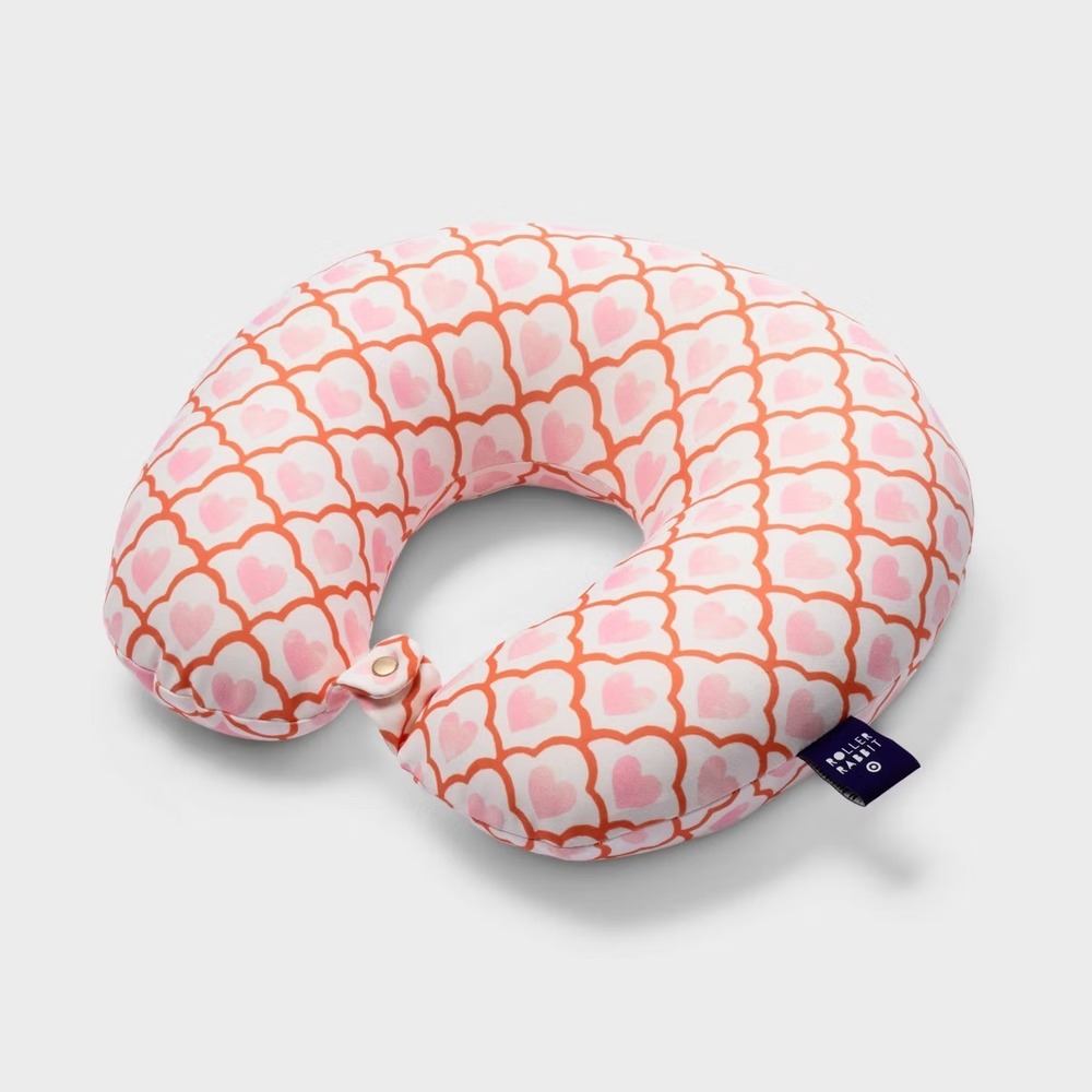 Roller Rabbit x Target-‎ Geo Hearts Travel Neck Pillow Pink - NEW